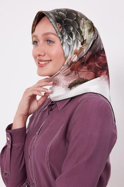 Levidor Μεταξωτό μαντήλι Sura με χακί σχέδιο λουλουδιών