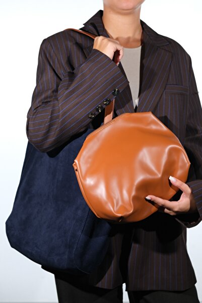 LuviShoes Alfred Navy Blue Genuine Leather Suede Women's Shoulder Bag