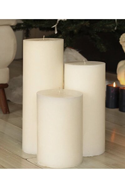 magnocandles Silindir Sütun Dev Blok Mum Krem iskandinav Mum 30x15 30x12 25x10