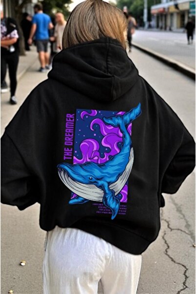 ArtYus Balena albastră unisex, colorată, specială, cu imprimeu bumbac supradi...