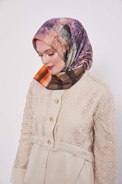 Levidor Γκρι καρό βαμβακερό κασκόλ