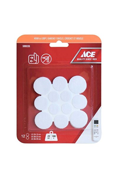 ACE 24 Pieces of Round Wall Mount Hooks by - White