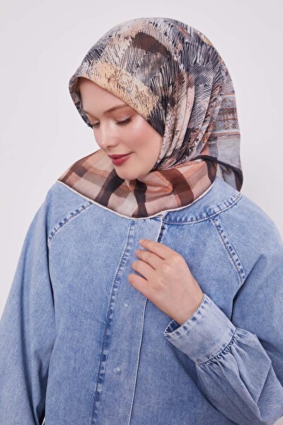 Levidor Καρό βαμβακερό κασκόλ Dusty Rose