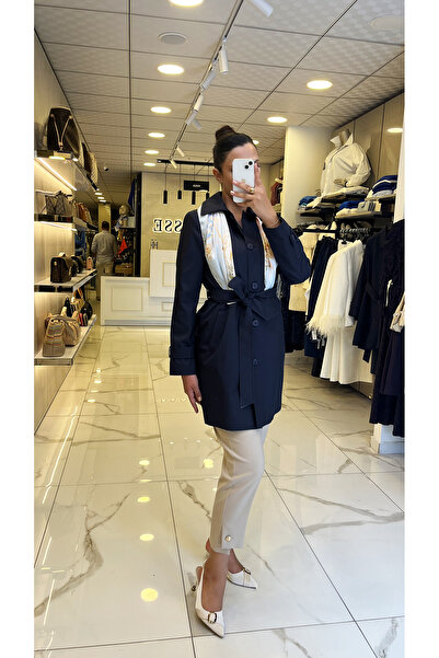 Vosse Doop Lacivert Düğme Ve Kuşak Detaylı Trençkot