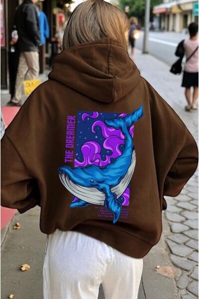 ArtYus Balena albastră unisex, colorată, specială, cu imprimeu bumbac supradi...