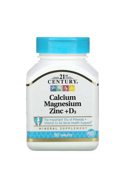 21st Century Calcium (Calcium) Magnesium (Magnesium) Zinc + D3 Vitamin 90 Tab...