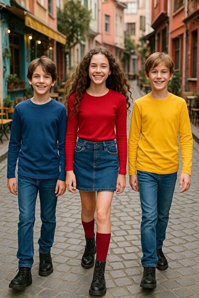 Cloise 3-Pack Super Pack Indigo/Red/Yellow Children's Long Sleeve T-Shirt Gir...