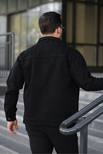 LTC Jeans Men's Regular Fit Buttoned Vintage Black Denim Jacket