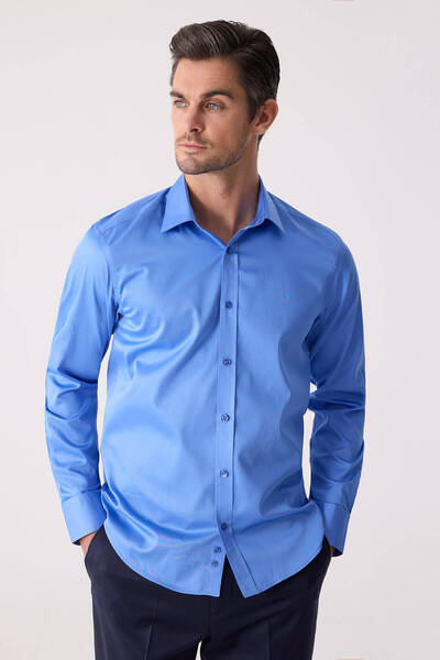 Ysf Erkek Parlament Slim Fit Saten Gömlek