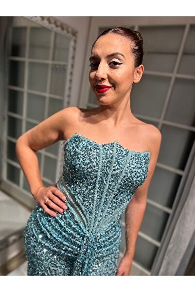 Abiye's BEYAZ NİKAH PAYETLİ PELERİNLİ SÖZ NİŞAN TASARIM BALIK ELBİSE