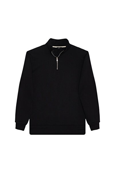 Tudors Unisex 3-pack Μαύρο-Λευκό-Βυσσινί Φούτερ με μισό φερμουάρ και όρθιο γιακά από βαμβακερό ύφασμα Relax Fit