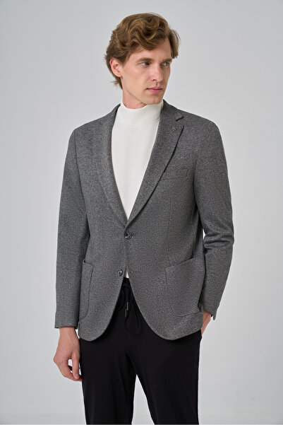 Morven Men's Smoked Knitted Slim Fit Mono Collar Jacket