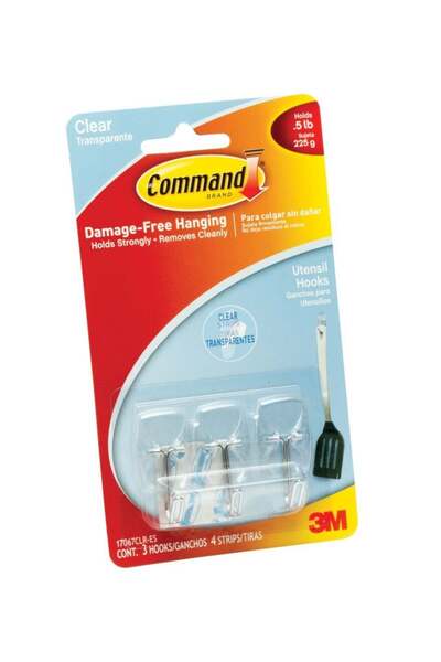 COMMAND Small Clear Adhesive Wire Hooks - Pack of 3