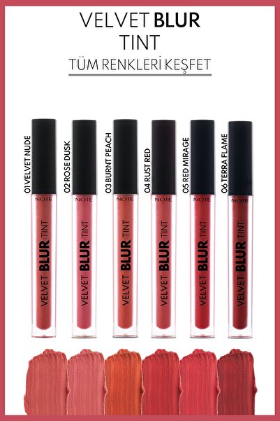 NOTE Velvet Blur Tint Kadife Bitişli Nemlendirici Mat Ruj - 06 Terra Flame - Kırmızı