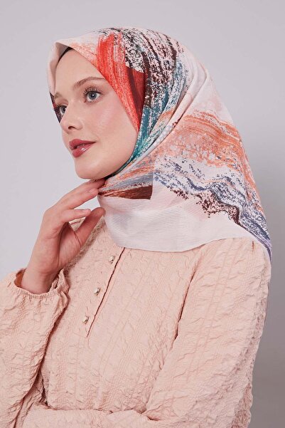 Levidor Βαμβακερό κασκόλ με μπεζ σχέδιο με πινέλο