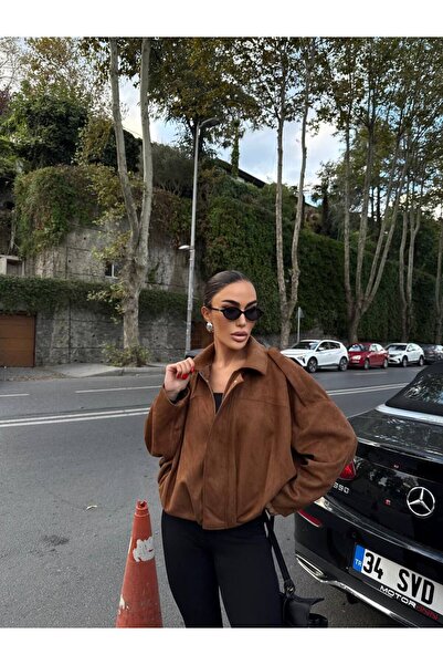 LİNDALİNA TEKSTİL Дамско бомбър яке от шик велур в голям размер