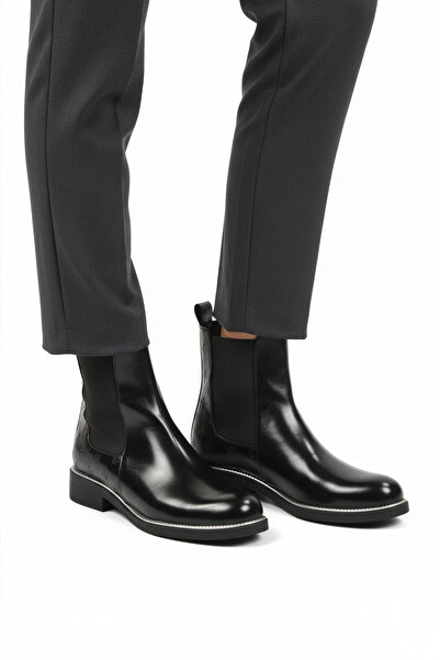 Pierre Cardin Black Fur Non-Slip Easy to Wear Elastic Women's Boots Pc-55086 Z