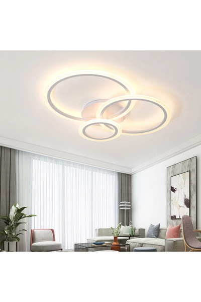 Alessandro Lustra LED cu telecomanda 41W, Putere maxima 80W, 3 Cercuri, lumin...