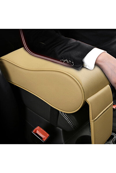 Generic Beige Ergonomic Car Armrest Cushion with Phone Holder – Reduces Driving Fatigue