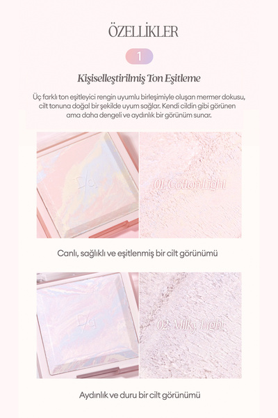 dasique Ton Eşitleyici & Sabitleyici Fırınlanmış Pudra Correcting Finish Powder (#01 Cotton Light)