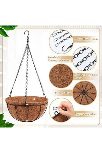 OEM Set of 4 Flower Pot Holders with Chain, 25 x 12 cm