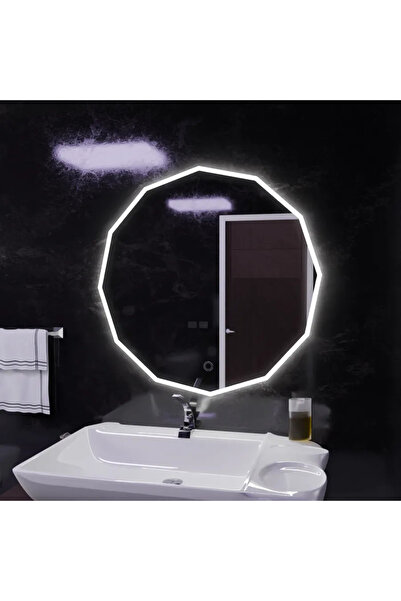 Marcello Funghi Oglindă rotundă LED 70 cm cu iluminare tactilă și reglabilă p...