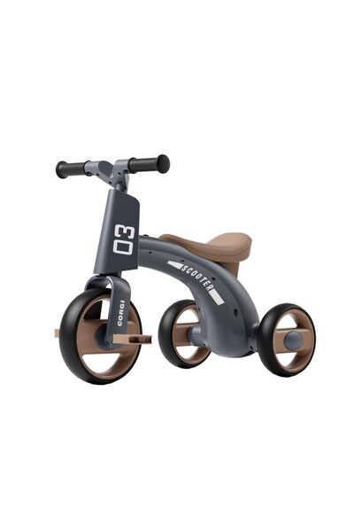 dalip Kids Tricycle, 1-6 years, Lights & Sounds, Pedals, Inflatable Wheels, 57x36x47 cm, Gray