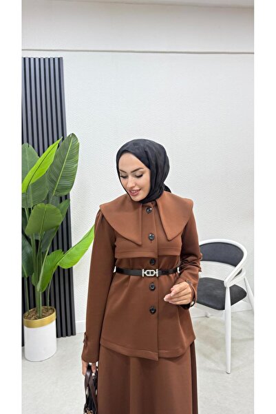 moda crn Bebe Yaka Kemerli Dalgıç Etekli Takım