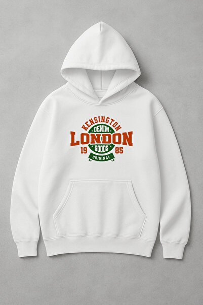 LORVEX سويت شيرت كبير الحجم بطبعة لندن للجنسين