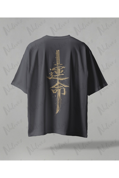 Nulivez تي شيرت ياباني مطبوع عليه سيف عالي الجودة للجنسين مقاس كبير