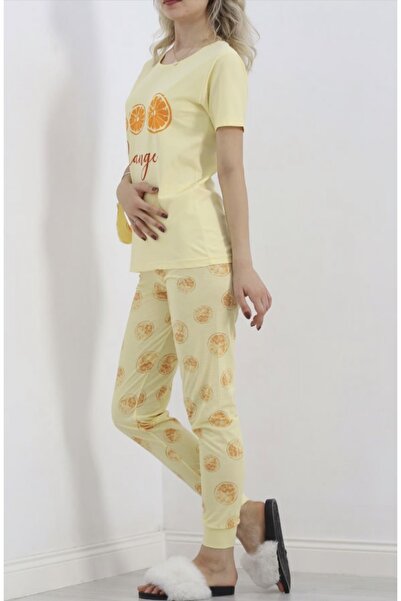 Clariss Orange Patterned Pajama Set