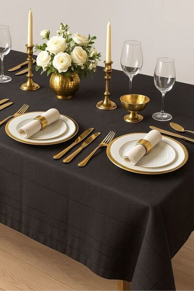 Zeria Home Wrinkle-Free, Stain-Resistant Linen Colber Tablecloth in Sizes 160*240 and 140*180