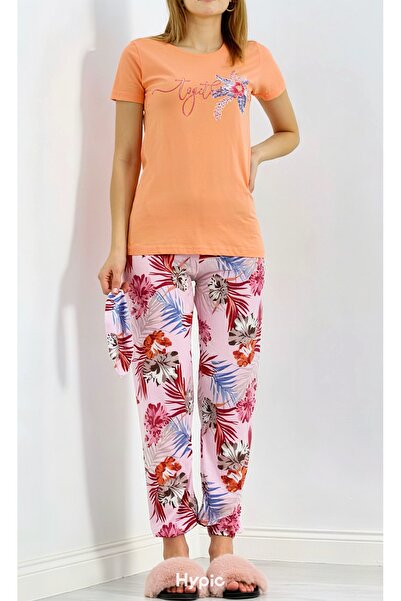 Clariss Floral Orange Pajama Set