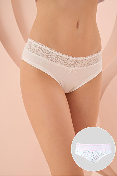 NBB White Floral Lace 2-Piece Hipster Panties