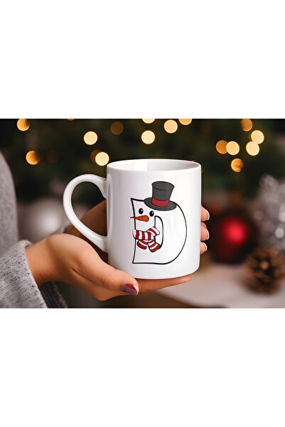 Beramussa كوب على شكل رجل الثلج بحرف D، هدية لعيد الميلاد، تصميمات أكواب لطيفة