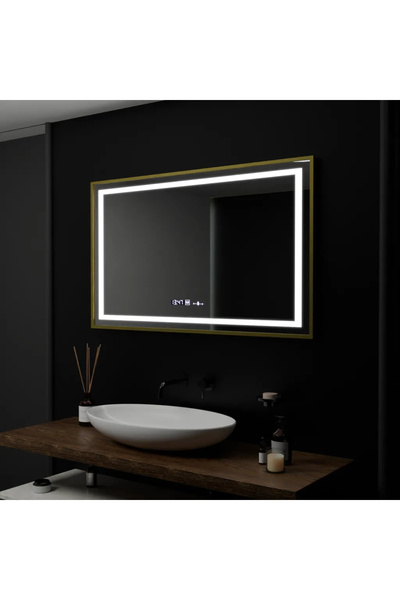 Marcello Oglindă LED 100x80 cm Royale Gold MotionGlow – dezaburire, ceas, ter...