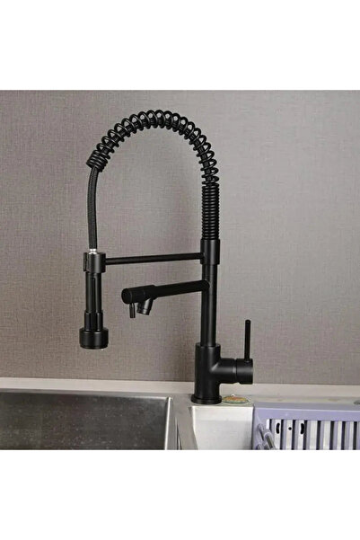 KORMAN TECHNIK Baterie de bucătărie cu duș extractibil, oțel inoxidabil și alamă, negru, YD/202