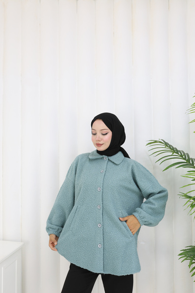 MİSS M.A.T FASHİON Pon Pon Bucket Fabric Standard Size Shirt Jacket