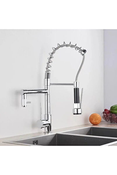 KORMAN TECHNIK Baterie de bucătărie cu duș extractibil, oțel inoxidabil, alamă cromată, YD/201