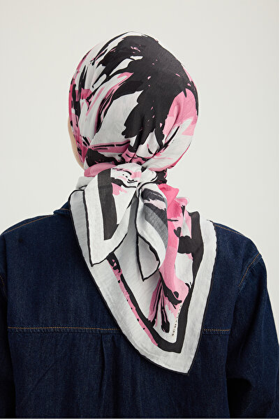 Schaless Özgür Fırçalar - Ροζ - Φουλάρι από βισκόζη με σχέδιο Vierra - 90x90 εκ.