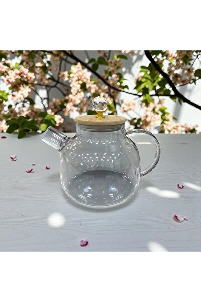 ALLEGRI إبريق شاي زجاجي فضي اللون مقاوم للحرارة من البوروسيليكات - مع غطاء من...