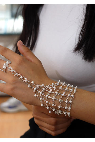 Midyat Nurtaş Gümüş Yöresel Kişniş Tasarım 9 Sıra Yüzüklü Şahmeran Gümüş Bile...