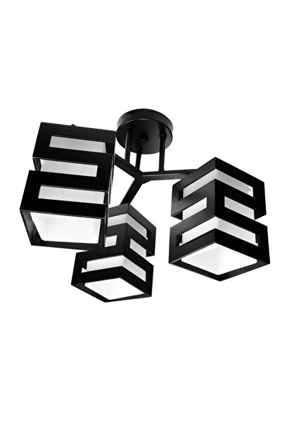 Alessandro DESIGN Lustra VANJA cu Abajur Patrat, 3 X Dulie E27 Alb / Negru