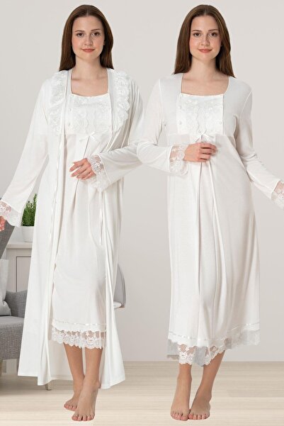 Lohusa Homewear Set de 2 cămăși de noapte pentru maternitate, din bumbac, cu ...