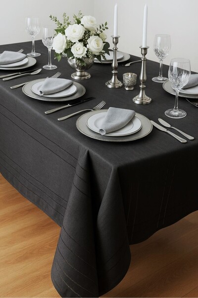 Zeria Home Wrinkle-Free, Stain-Resistant Linen Colber Tablecloth in Sizes 160*240 and 140*180