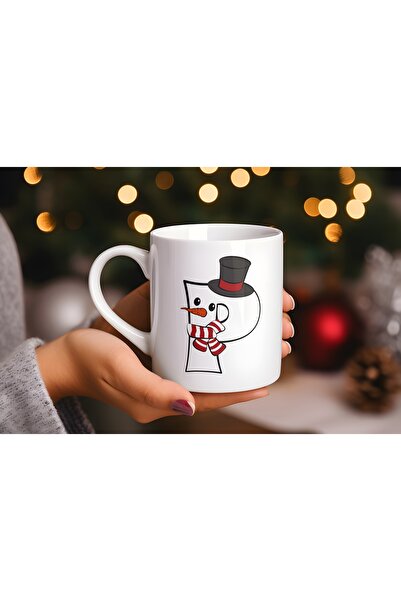 Beramussa كوب على شكل رجل الثلج بحرف P، هدية لعيد الميلاد، تصميمات أكواب لطيفة