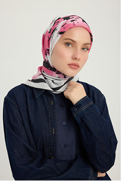 Schaless Özgür Fırçalar - Ροζ - Φουλάρι από βισκόζη με σχέδιο Vierra - 90x90 εκ.