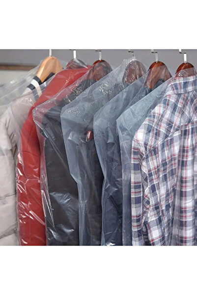 HG Tedarik 10 Adet 60*90 Cm Şeffaf Elbise Poşeti, Askı Delikli Omuz Kesimli Koruyucu Elbise Kıyafet Hurcu