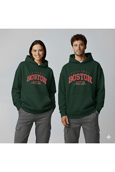 LORVEX Φούτερ Unisex από βαμβάκι με στάμπα Boston Oversize