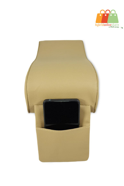 Generic Beige Ergonomic Car Armrest Cushion with Phone Holder – Reduces Driving Fatigue